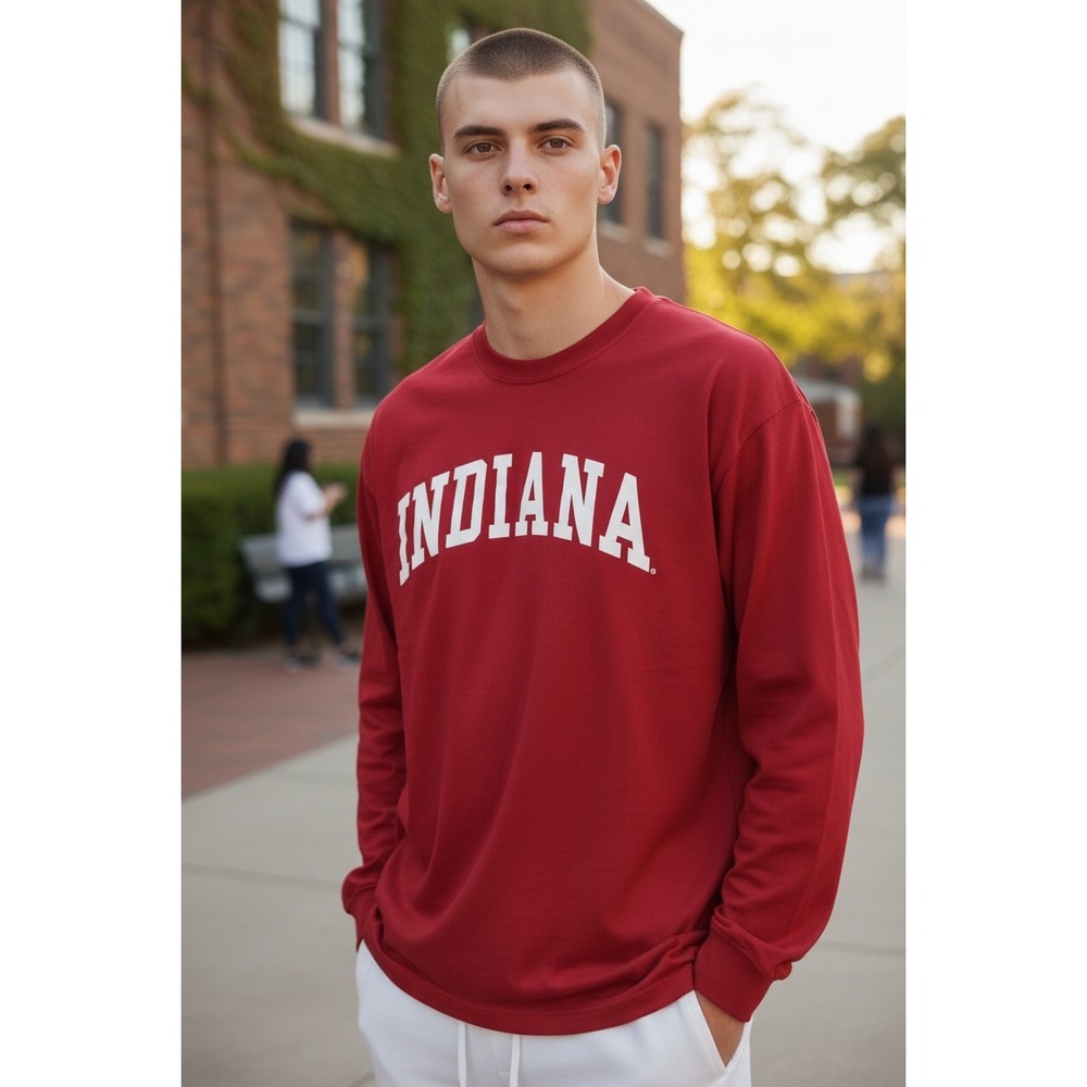 1140 Fanatics Indiana Hoosiers Mens Long Sleeve T-Shirt Red IU NCAA Small